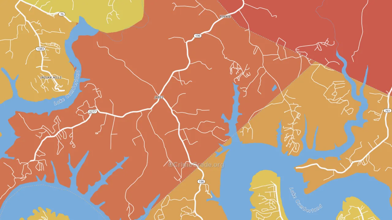 Jabez, KY Map of Robbery Rates