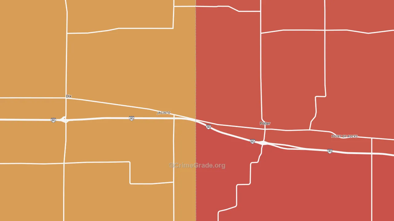 Jacinto, NE Map of Robbery Rates