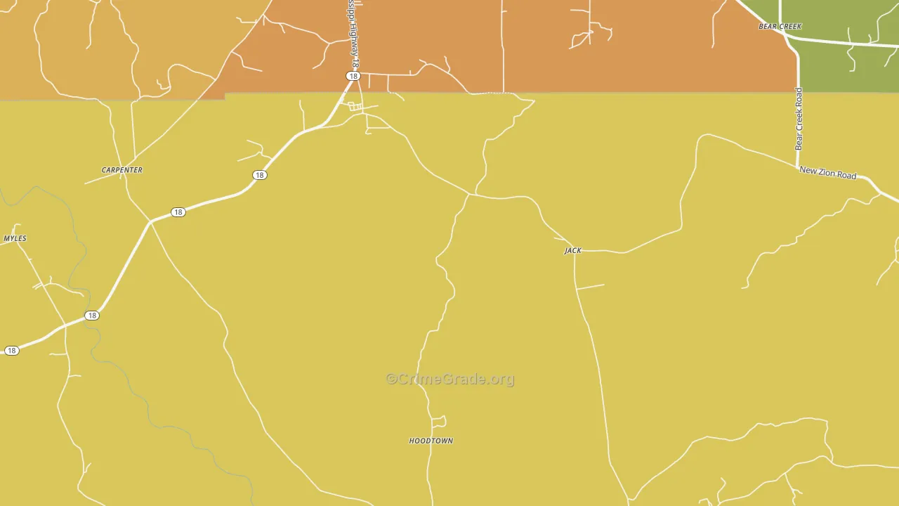 Jack, MS Map of Robbery Rates