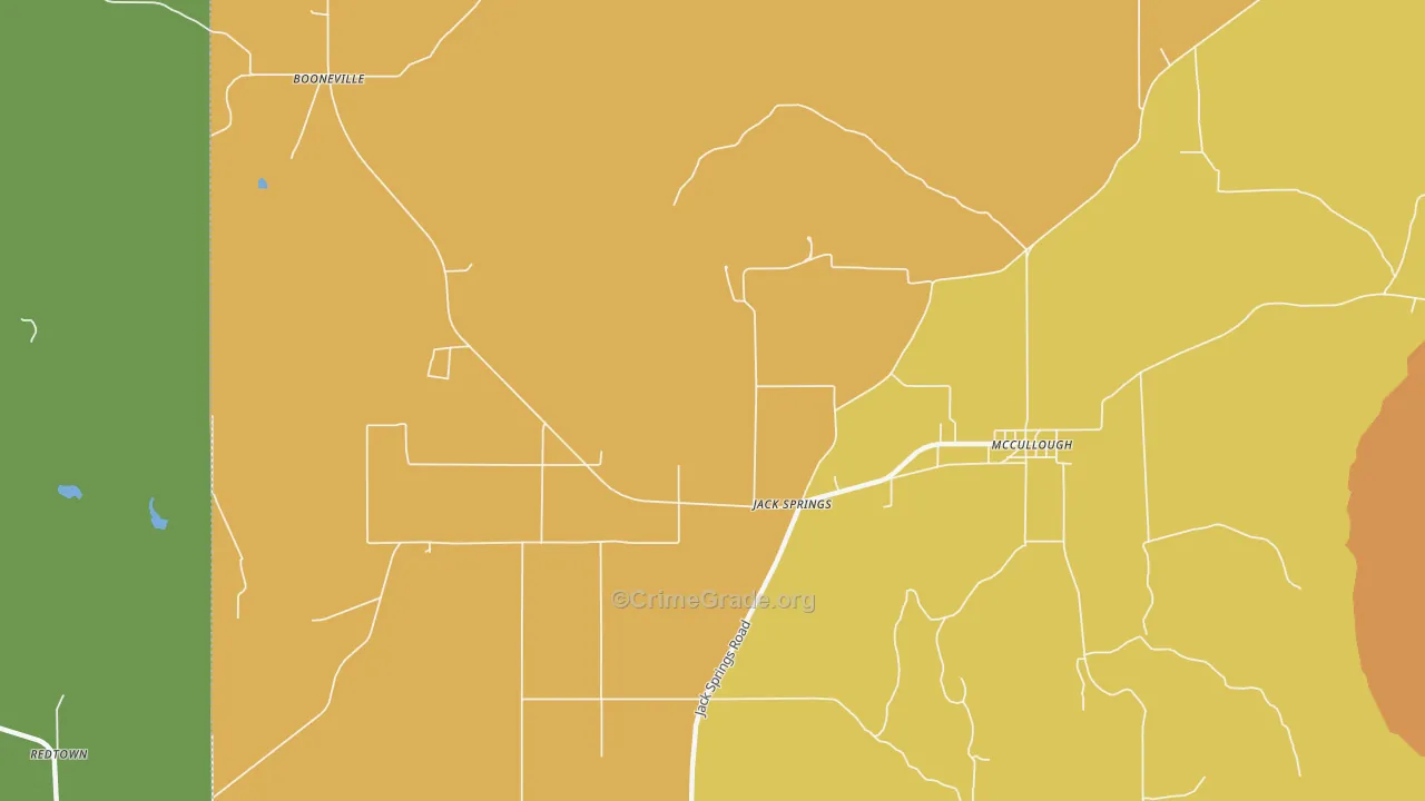 Jack Springs, AL Map of Robbery Rates