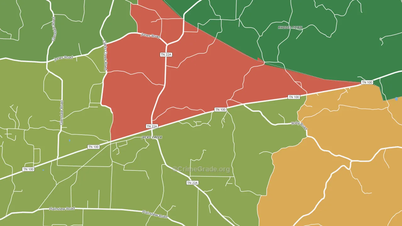 Jacks Creek, TN Map of Robbery Rates