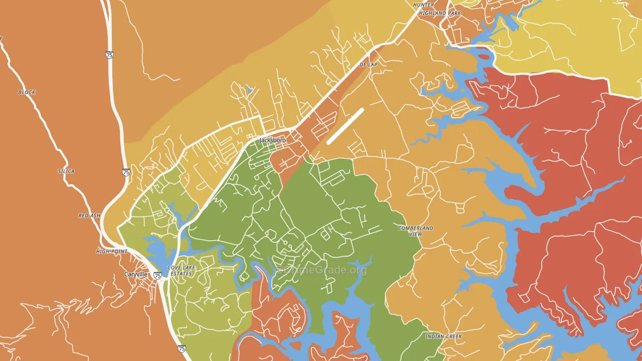 Jacksboro, TN Map of Robbery Rates