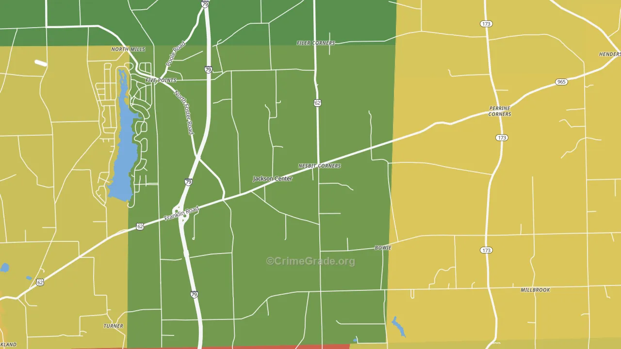 Jackson Center, PA Map of Robbery Rates