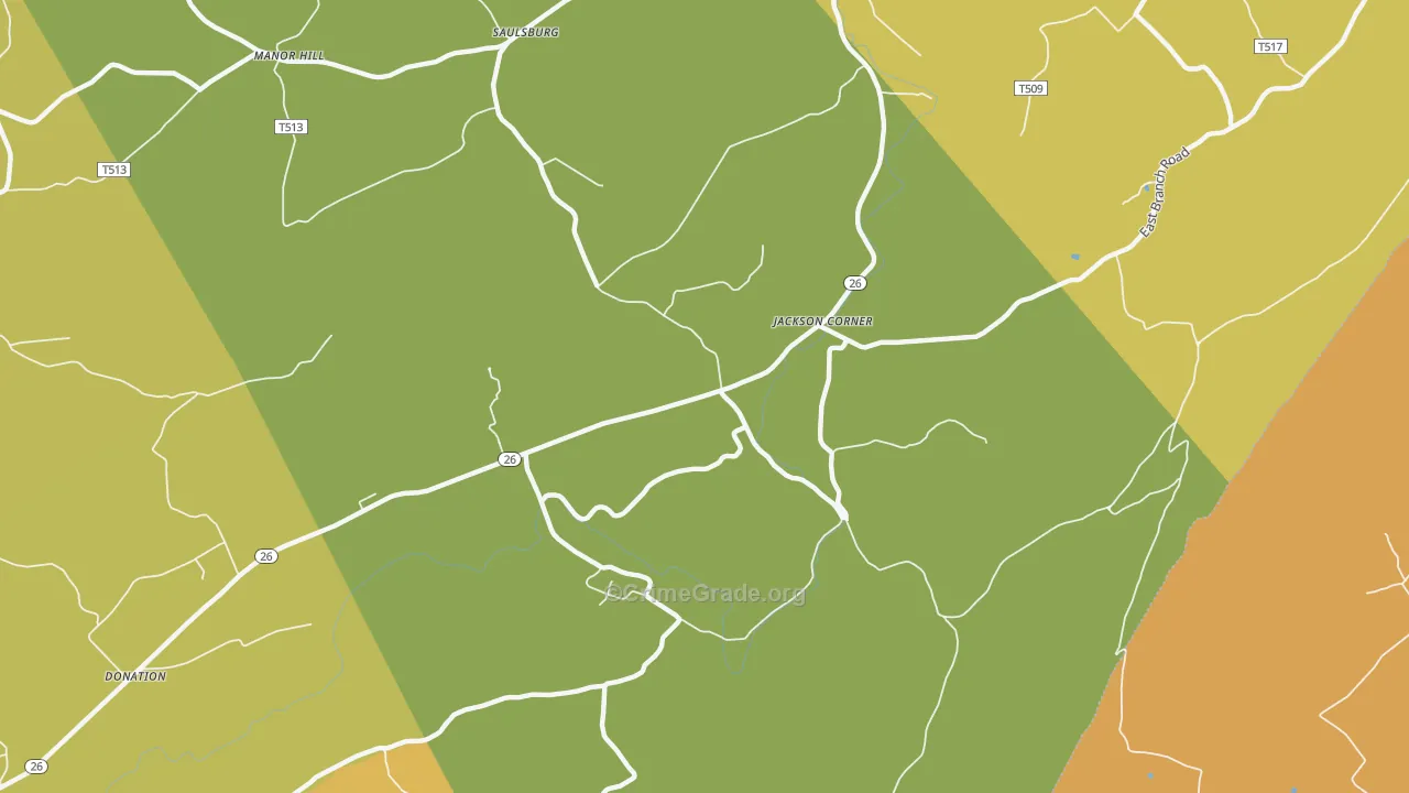 Jackson Corner, PA Map of Robbery Rates