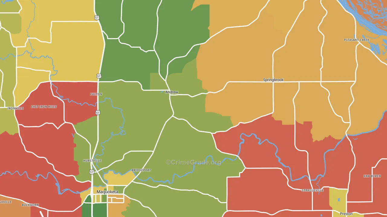 Jackson County, IA Map of Robbery Rates