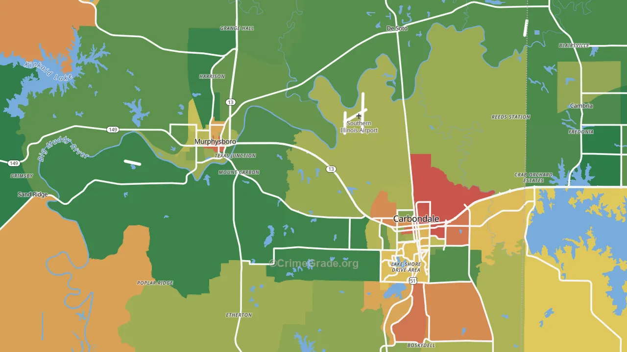 Jackson County, IL Map of Robbery Rates