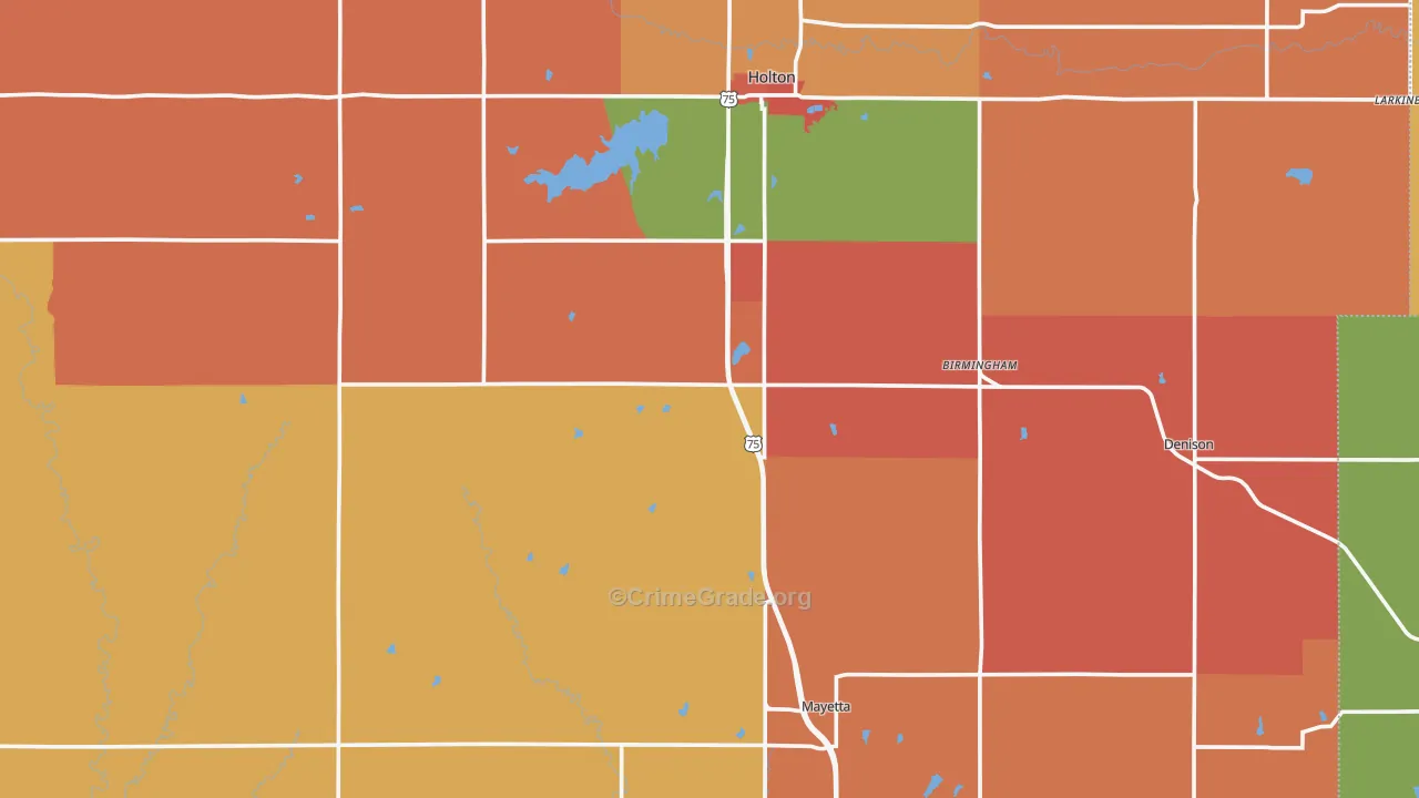 Jackson County, KS Map of Robbery Rates
