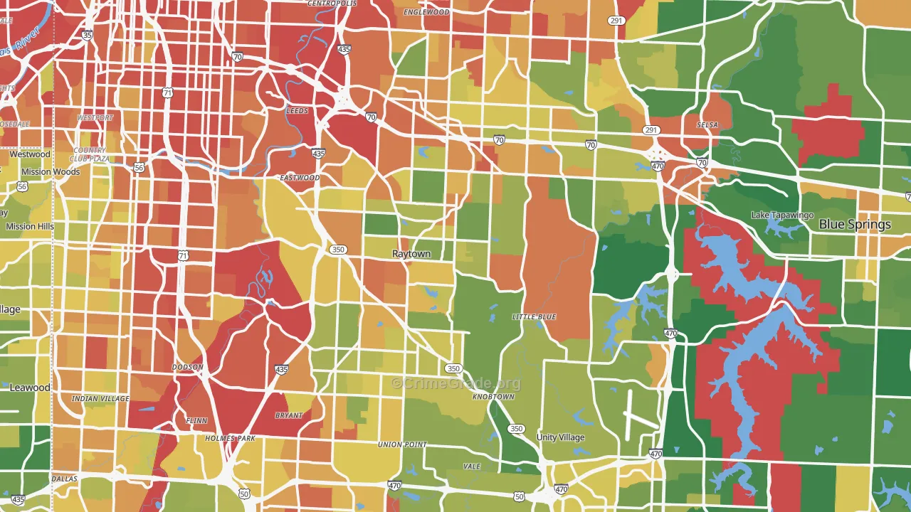 Jackson County, MO Map of Robbery Rates