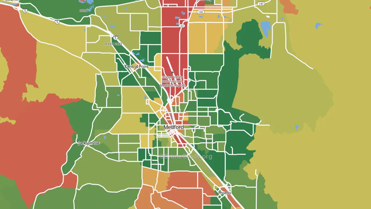Jackson County, OR Map of Robbery Rates
