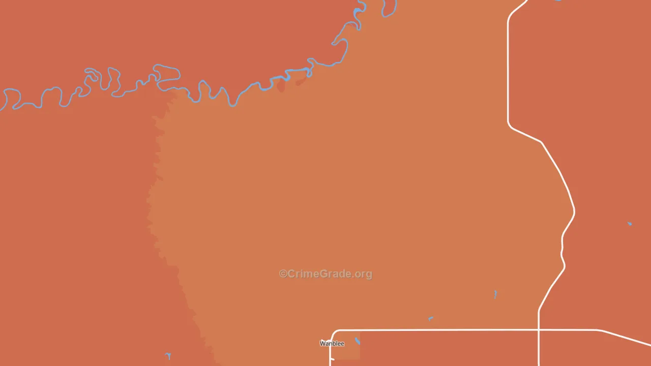 Jackson County, SD Map of Robbery Rates