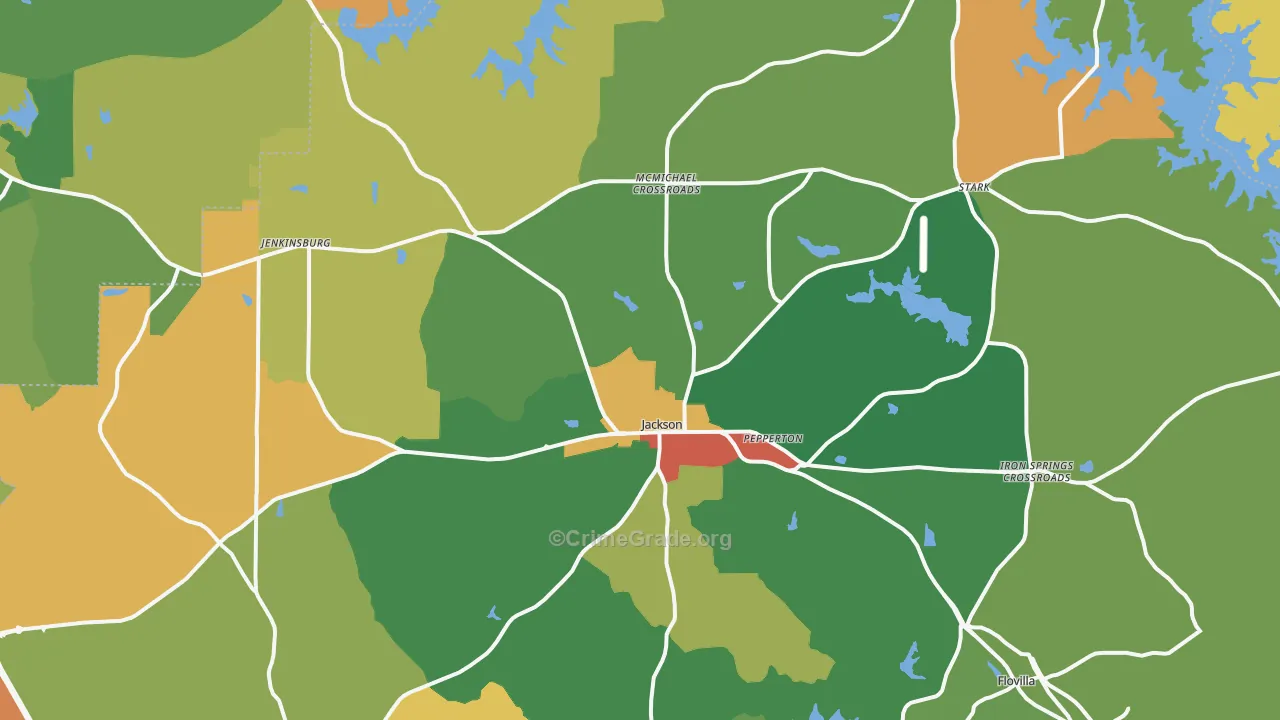 Jackson, GA Map of Robbery Rates