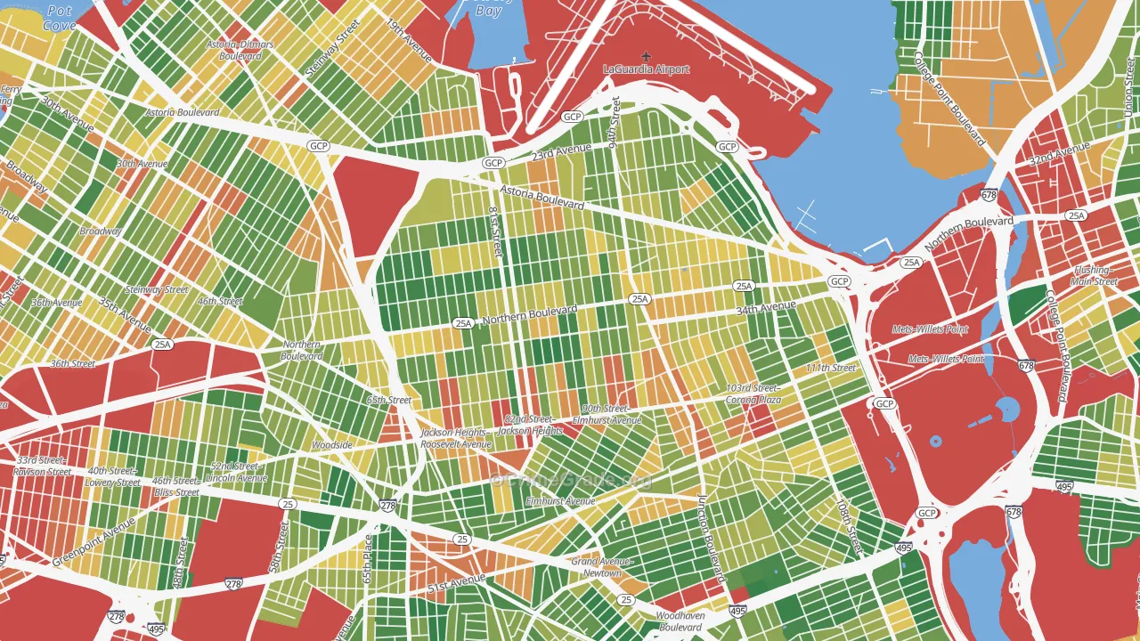 Jackson Heights-ny, Queens, NY Map of Robbery Rates