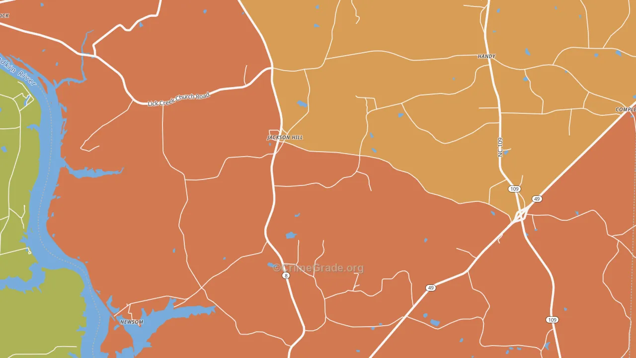 Jackson Hill, NC Map of Robbery Rates