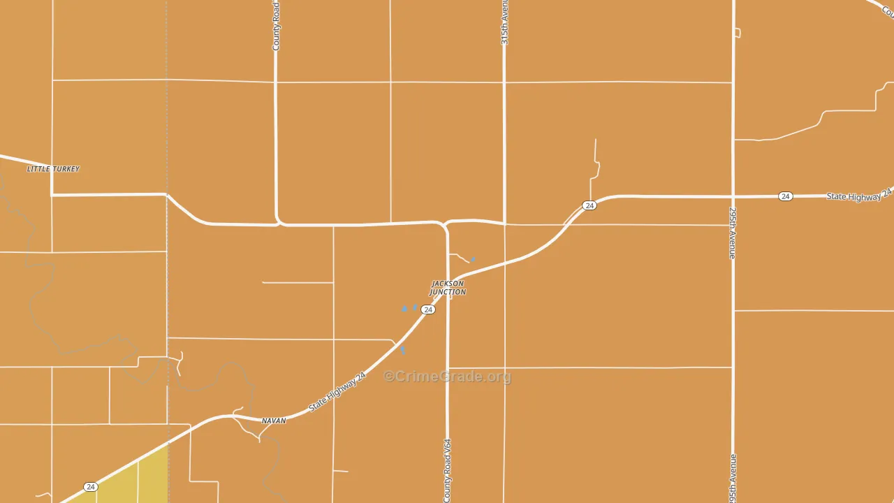 Jackson Junction, IA Map of Robbery Rates