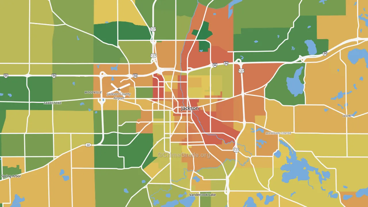 Jackson, MI Map of Robbery Rates