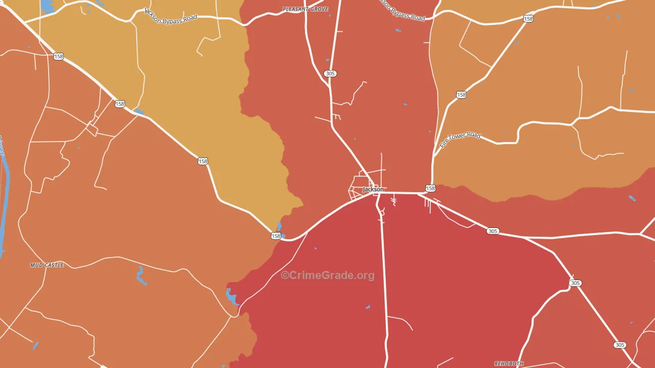 Jackson, NC Map of Robbery Rates