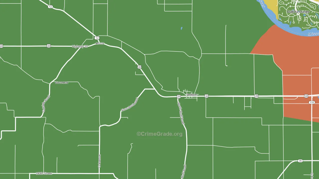 Jackson, NE Map of Robbery Rates
