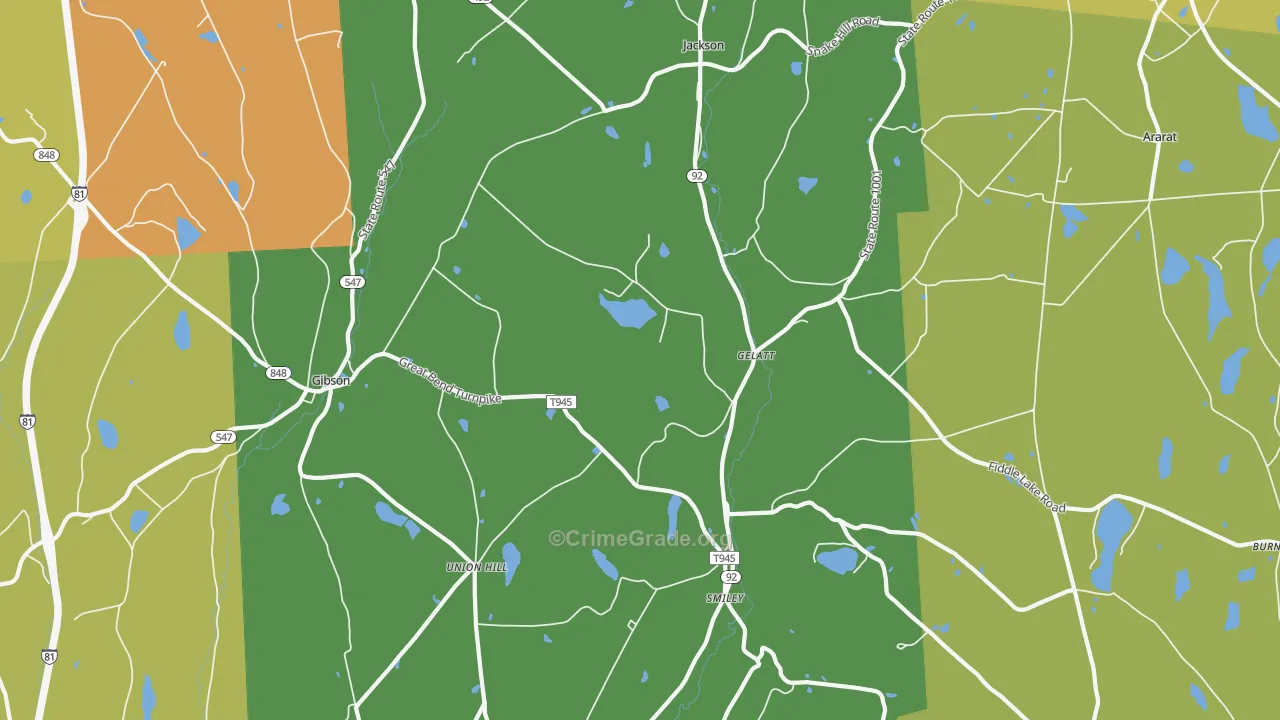 Jackson, PA Map of Robbery Rates