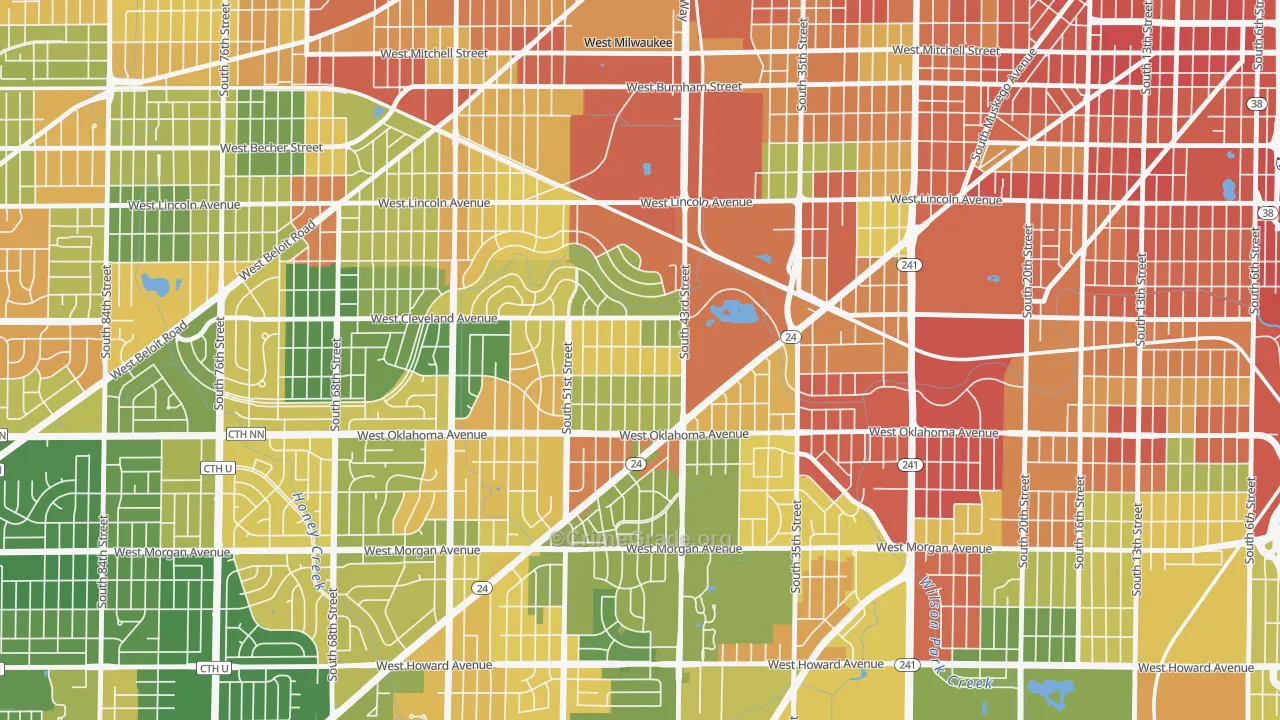 Jackson Park, Milwaukee, WI Map of Robbery Rates