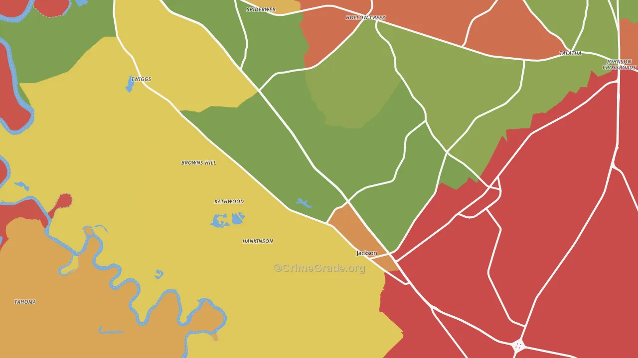 Jackson, SC Map of Robbery Rates