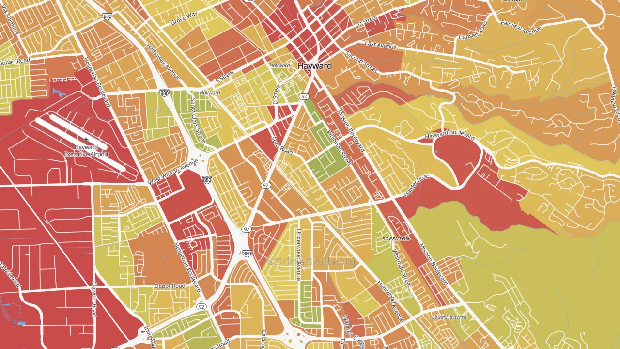 Jackson Triangle, Hayward, CA Map of Robbery Rates