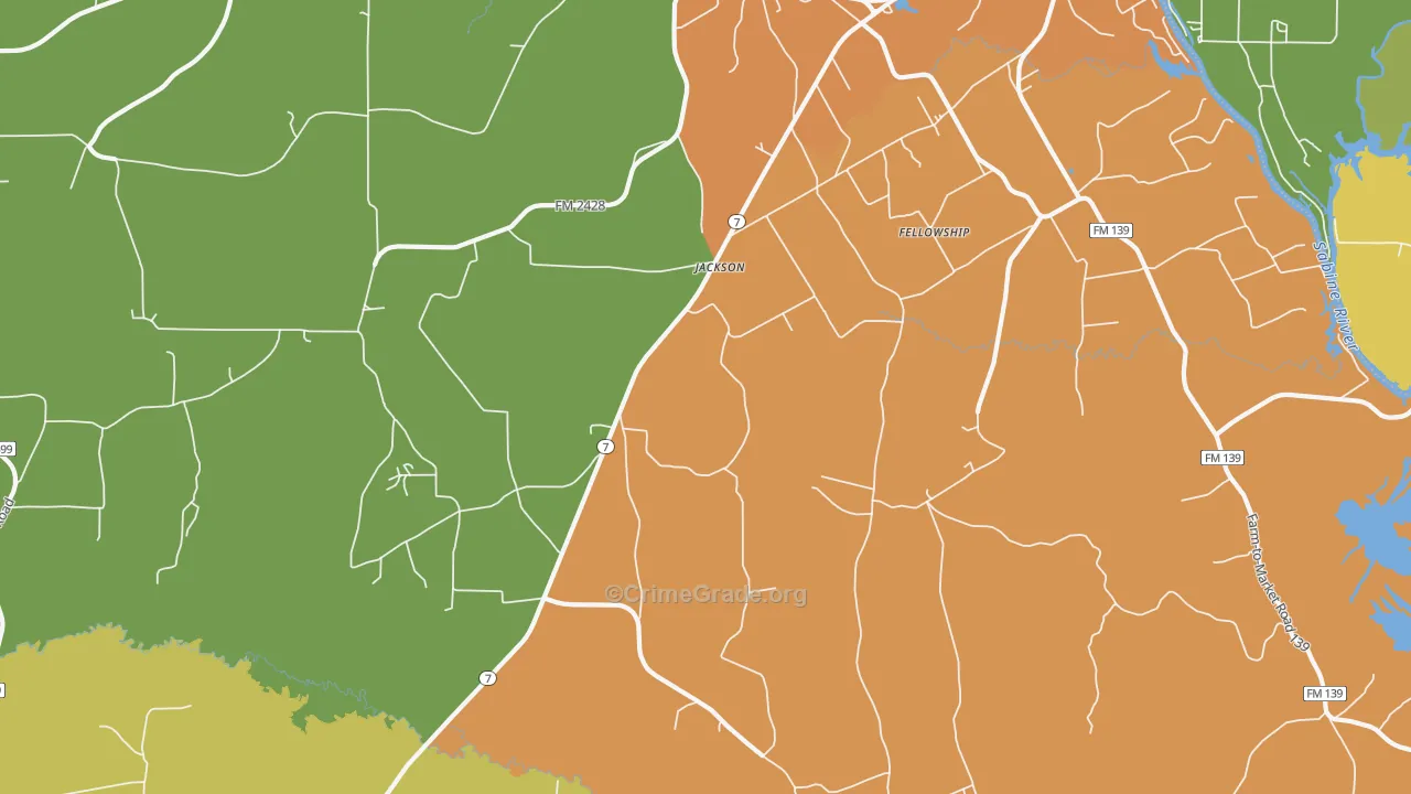 Jackson, TX Map of Robbery Rates
