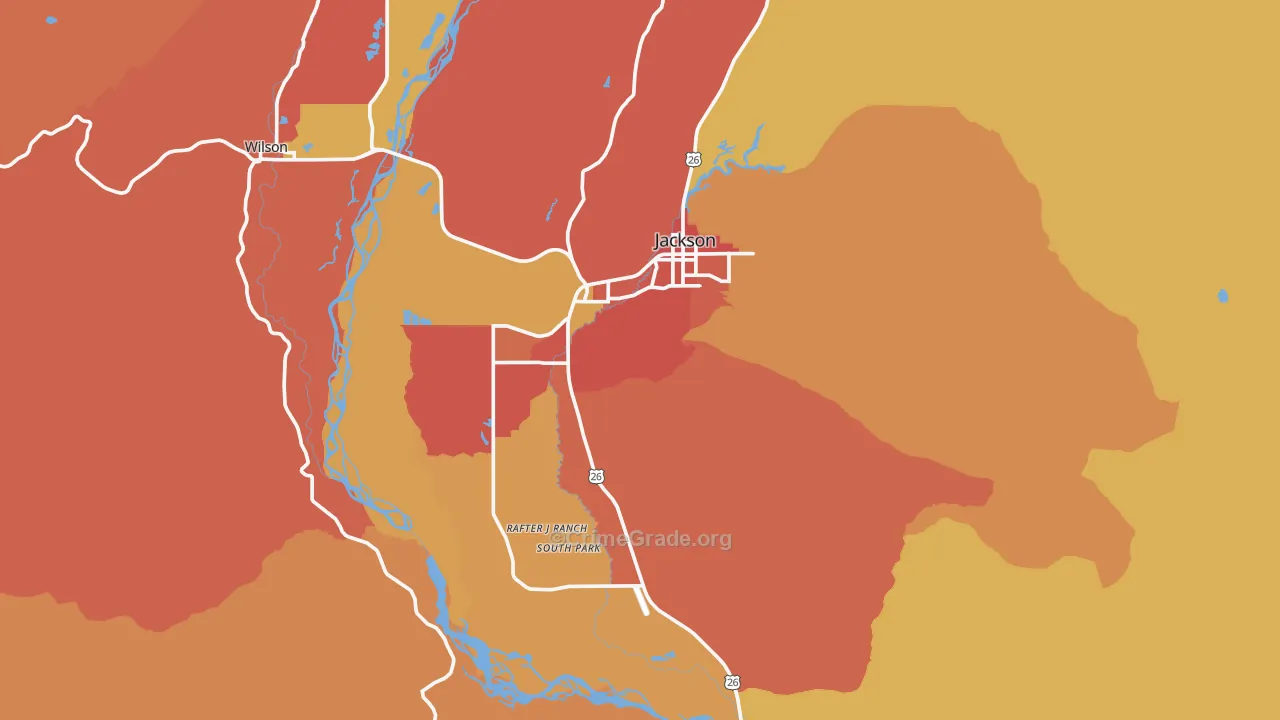 Jackson, WY Map of Robbery Rates