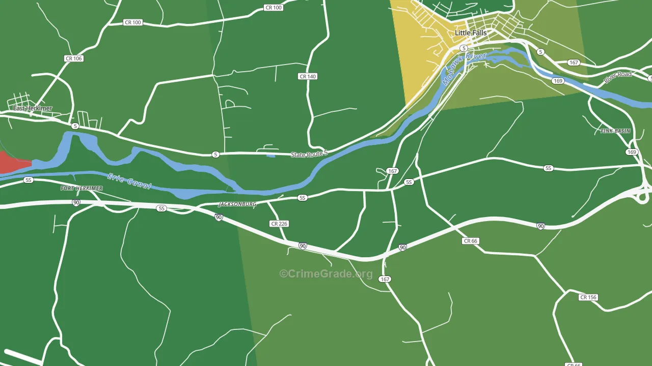 Jacksonburg, NY Map of Robbery Rates