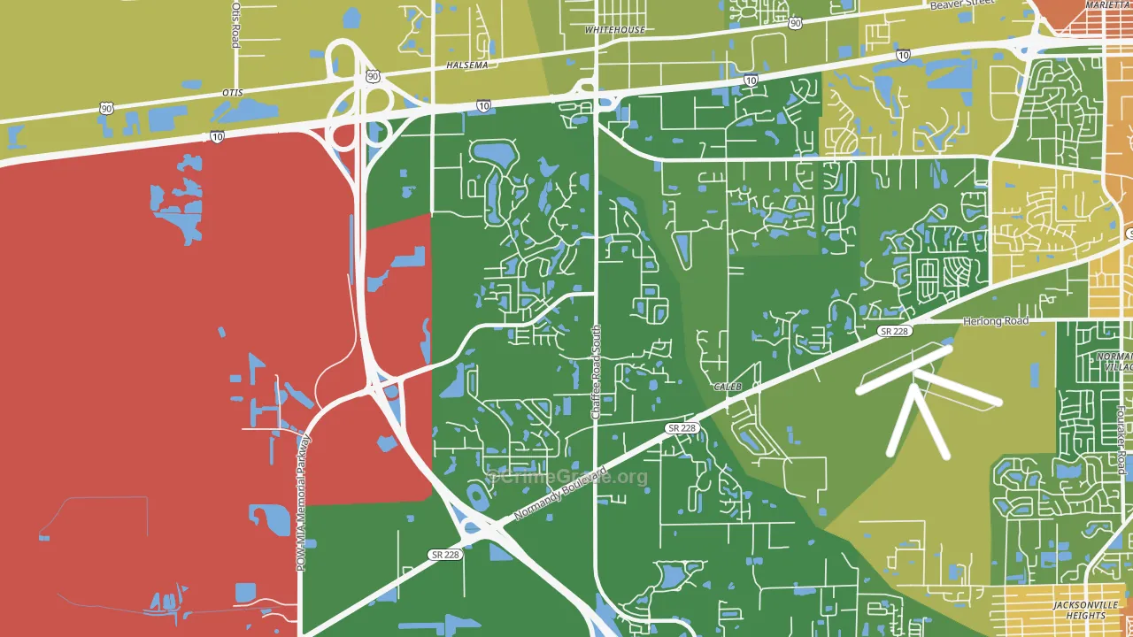 Jacksonville Farms-Terrace, Jacksonville, FL Map of Robbery Rates
