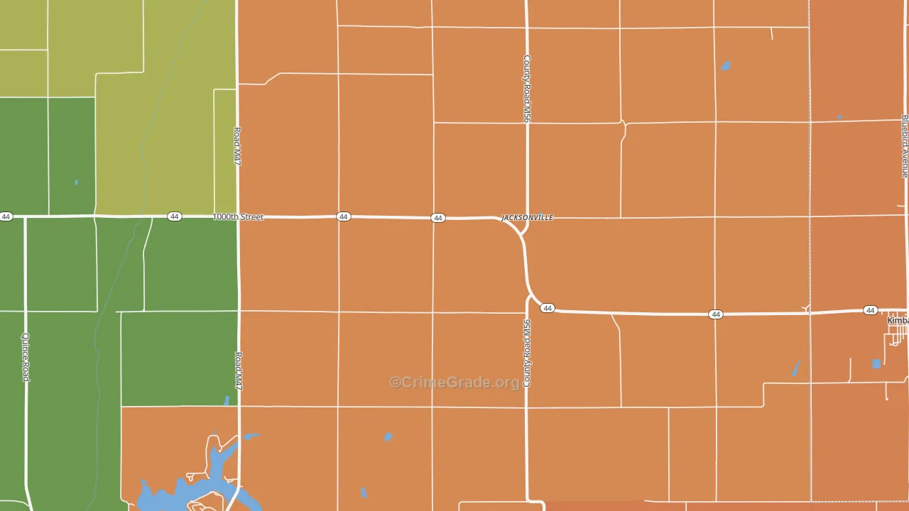 Jacksonville, IA Map of Robbery Rates