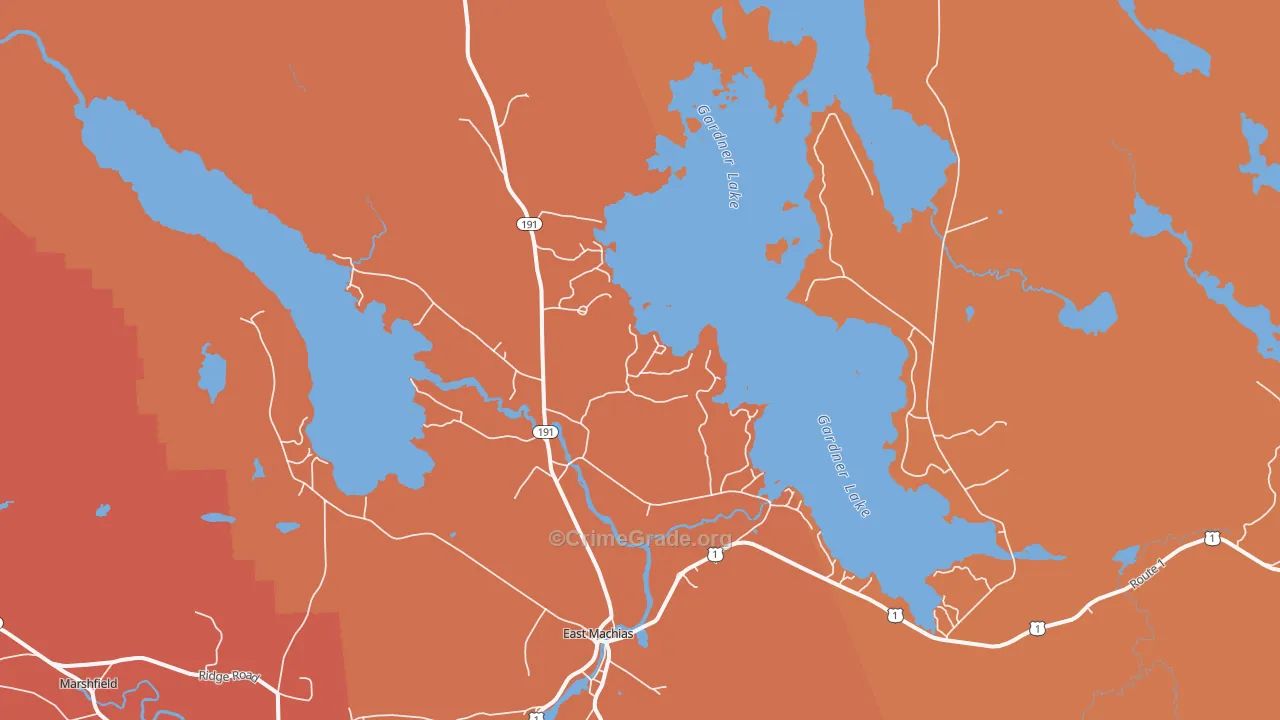 Jacksonville, ME Map of Robbery Rates