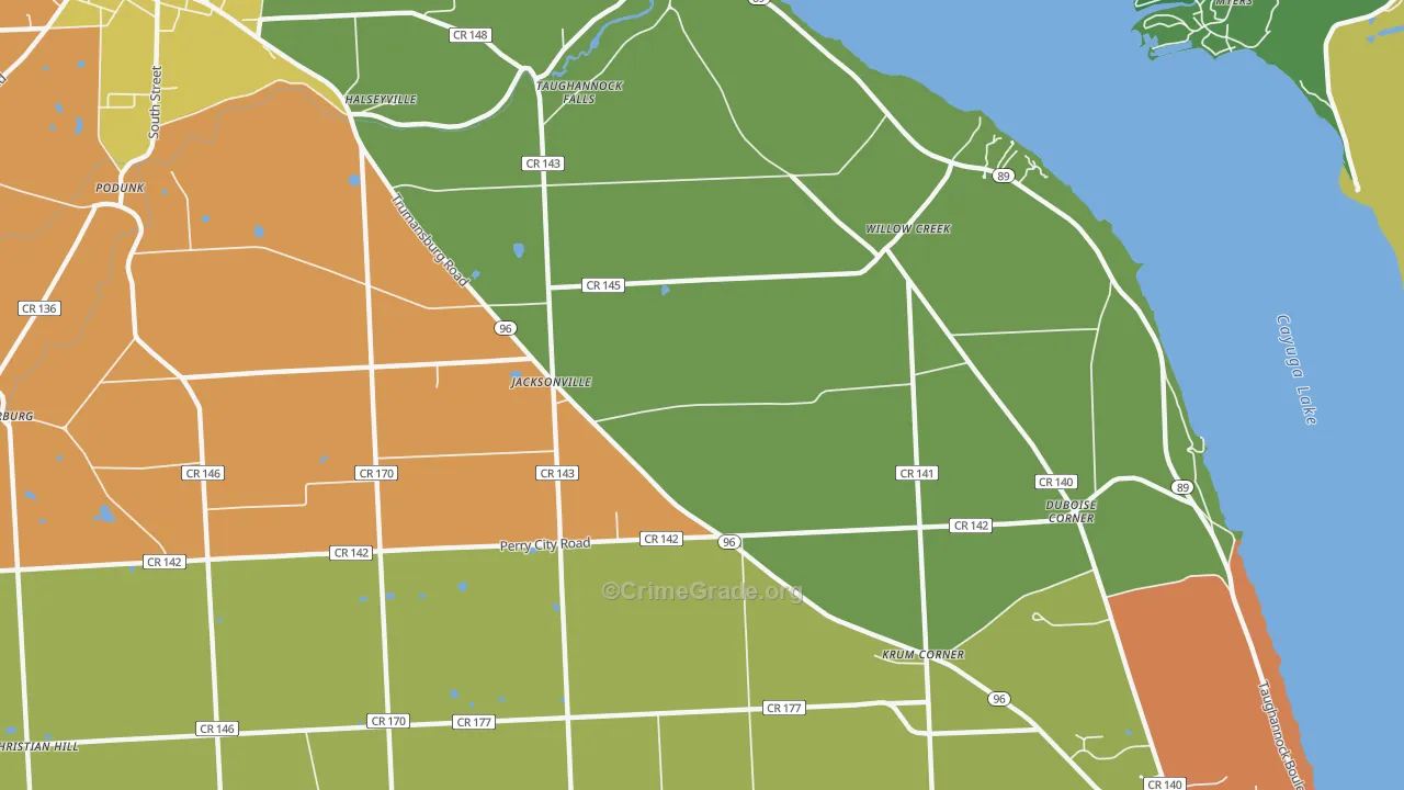 Jacksonville, NY Map of Robbery Rates