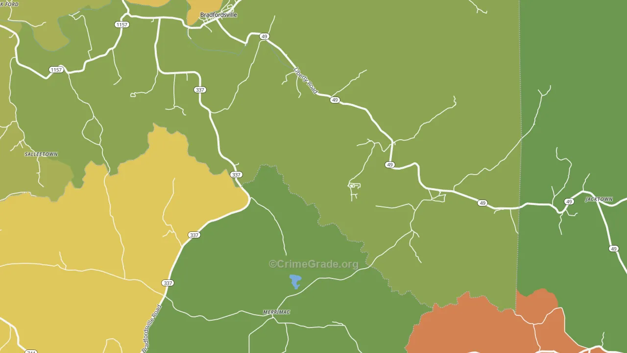 Jacktown, KY Map of Robbery Rates