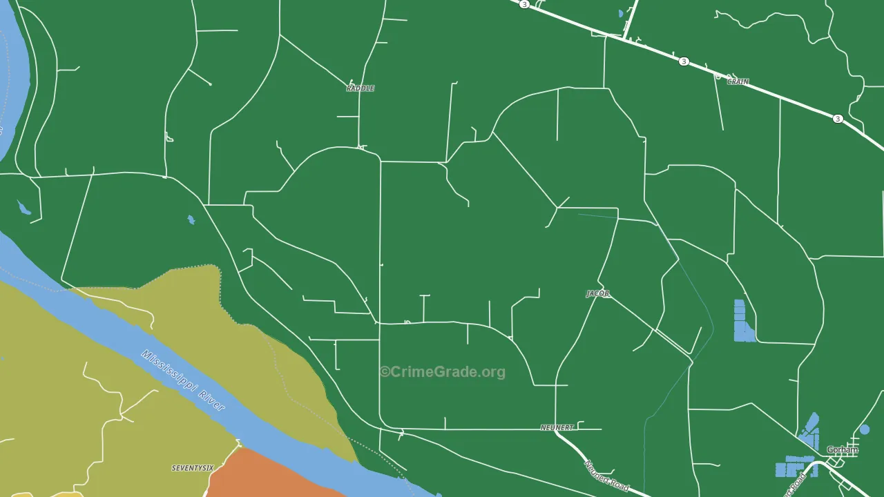 Jacob, IL Map of Robbery Rates