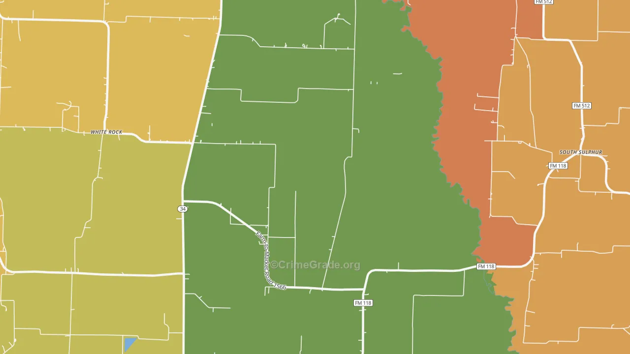 Jacobia, TX Map of Robbery Rates