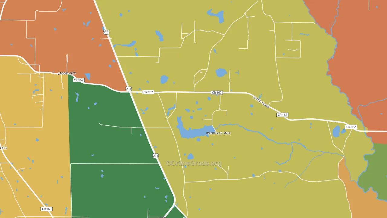 Jacobs, FL Map of Robbery Rates