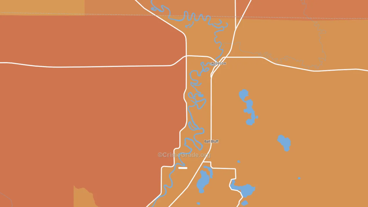 Jacobson, MN Map of Robbery Rates