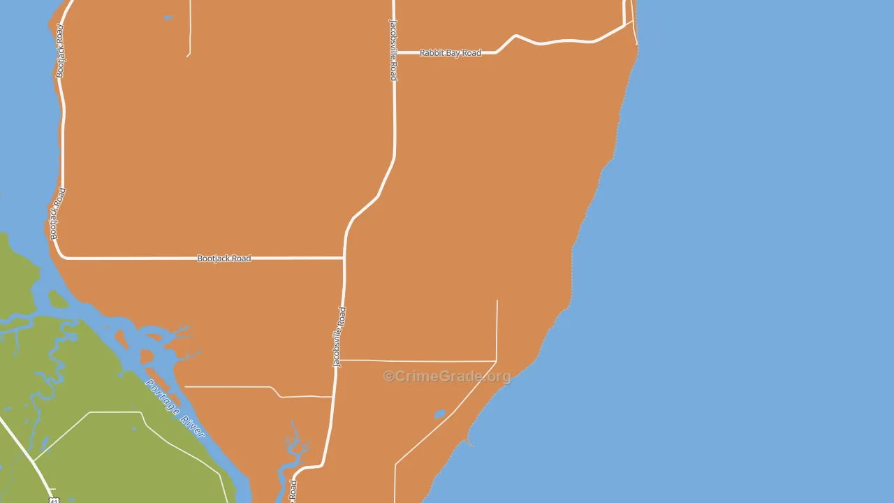 Jacobsville, MI Map of Robbery Rates