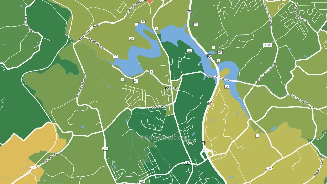 Jacobus, PA Map of Robbery Rates