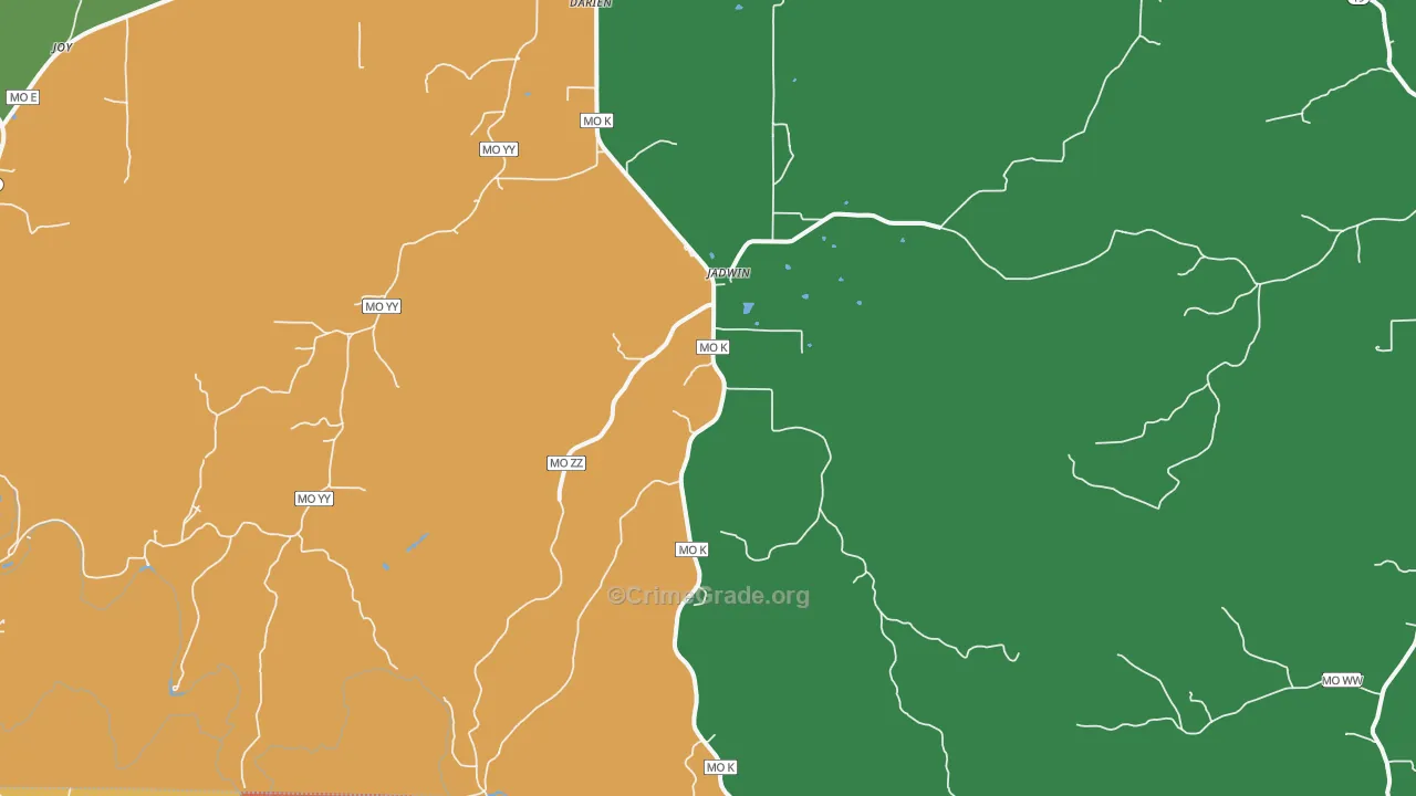 Jadwin, MO Map of Robbery Rates