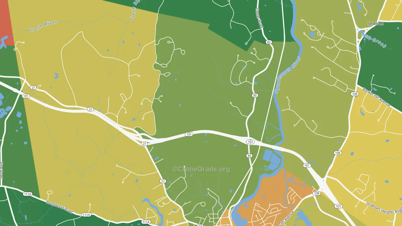 Jady Hill, NH Map of Robbery Rates