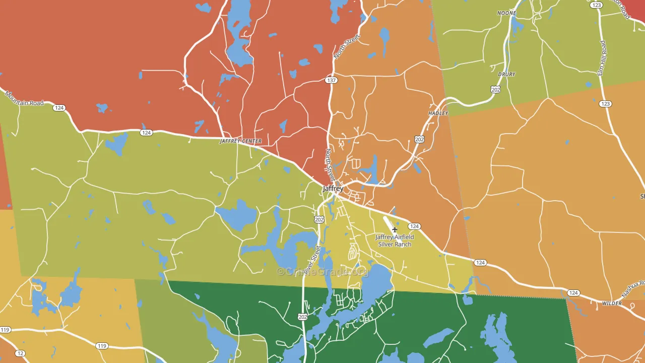 Jaffrey, NH Map of Robbery Rates