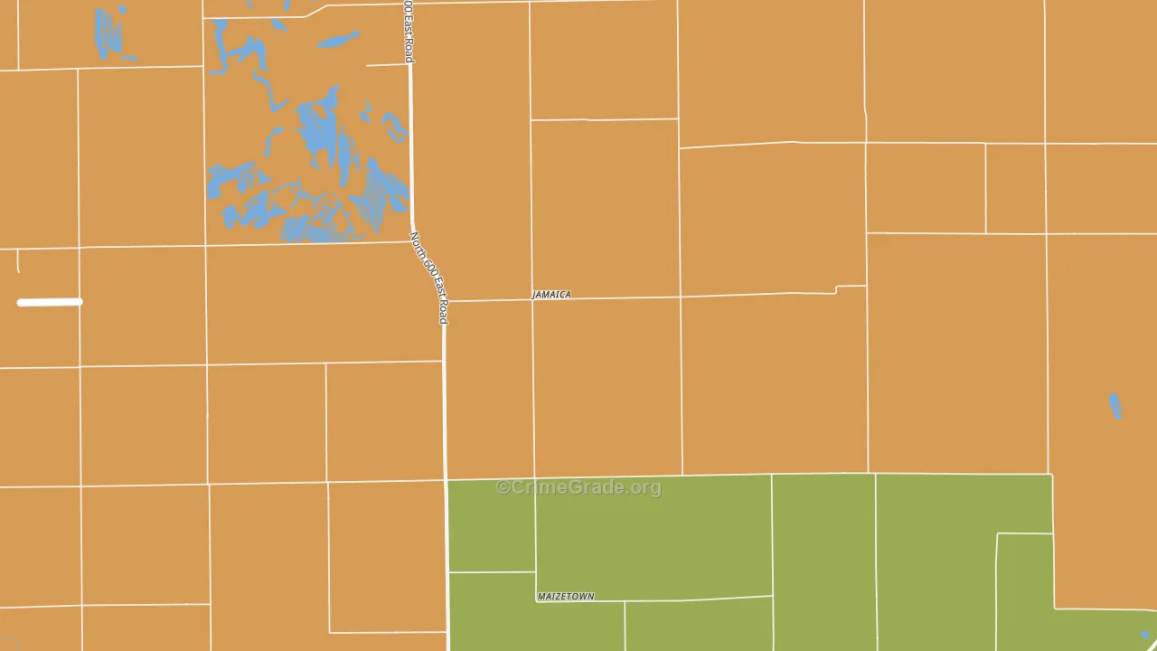 Jamaica, IL Map of Robbery Rates