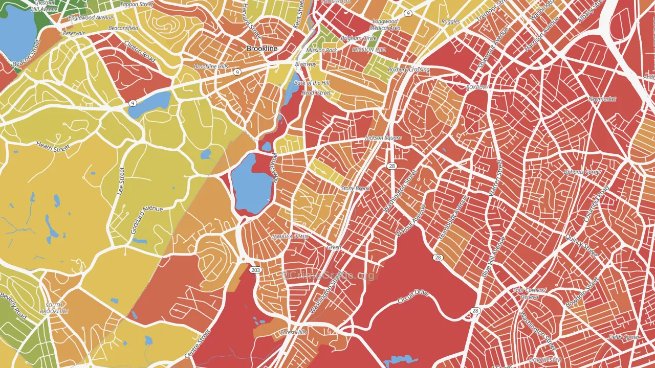 Jamaica Plain, MA Map of Robbery Rates