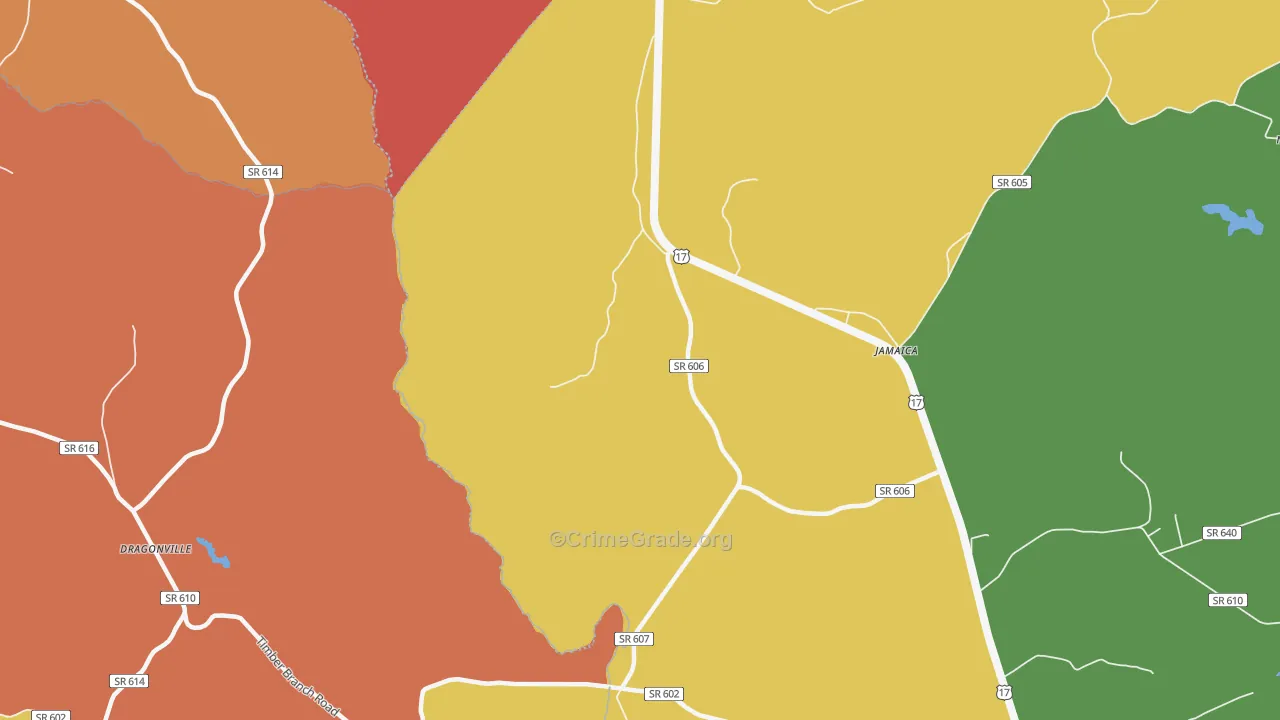 Jamaica, VA Map of Robbery Rates