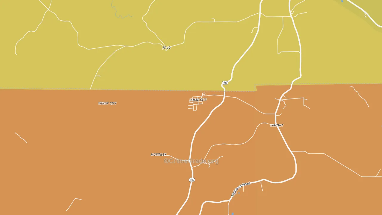James City, PA Map of Robbery Rates