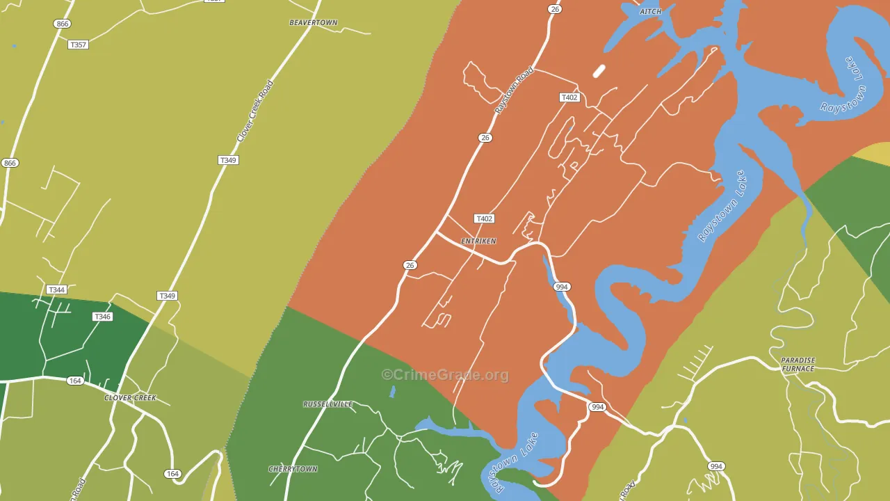 James Creek, PA Map of Robbery Rates