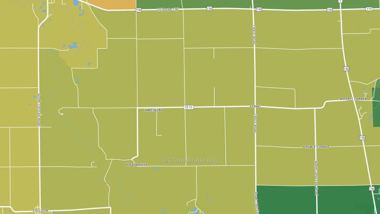 Jamesburg, IL Map of Robbery Rates