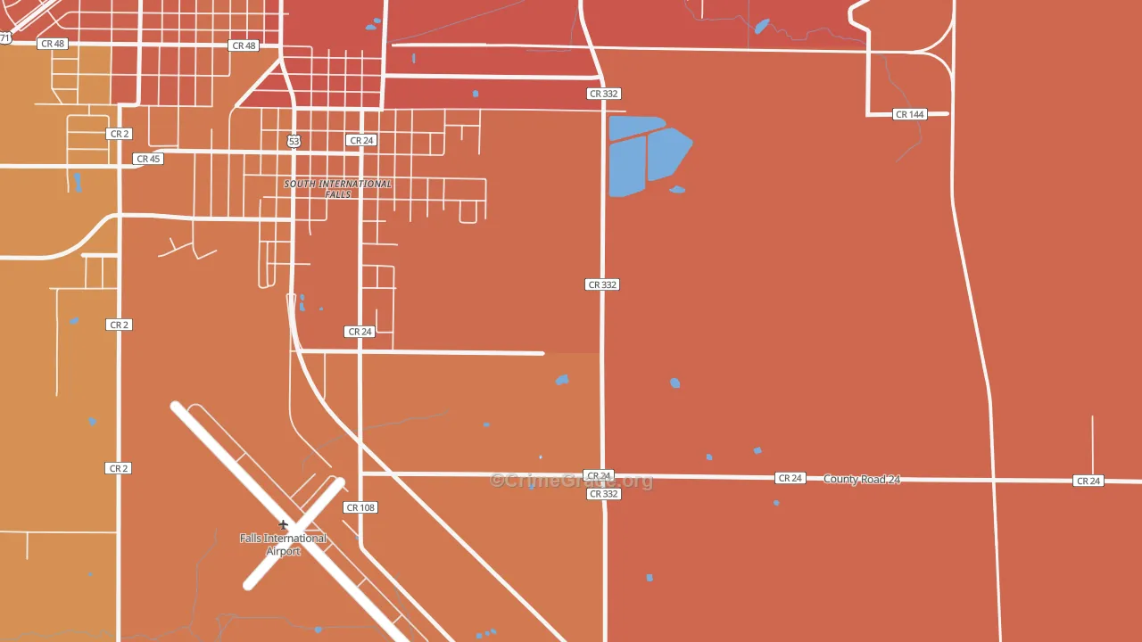 Jameson, MN Map of Robbery Rates
