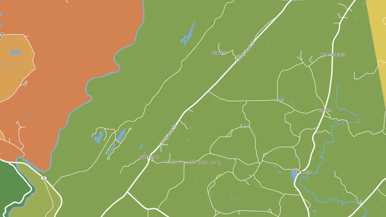 Jamestown, AL Map of Robbery Rates